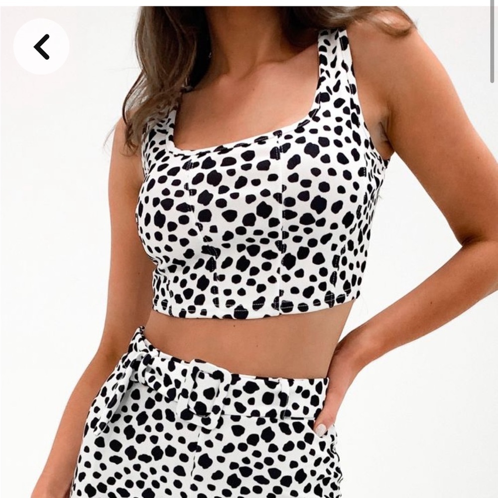 Missguided crop top corset detail Dalmatian